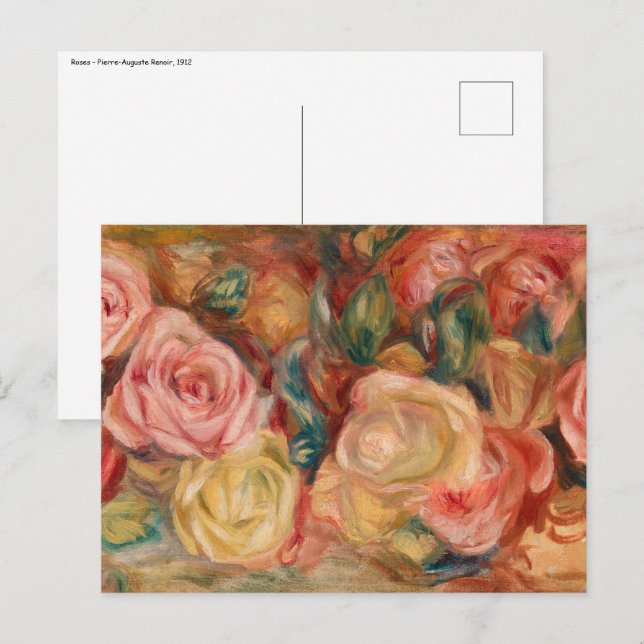 Carte Postale Pierre-Auguste Renoir - Roses (Devant / Derrière)