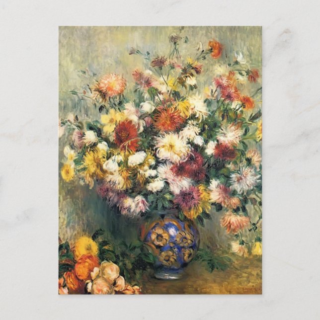 Carte Postale Pierre-Auguste Renoir- Vase de Chrysanthèmes (Devant)