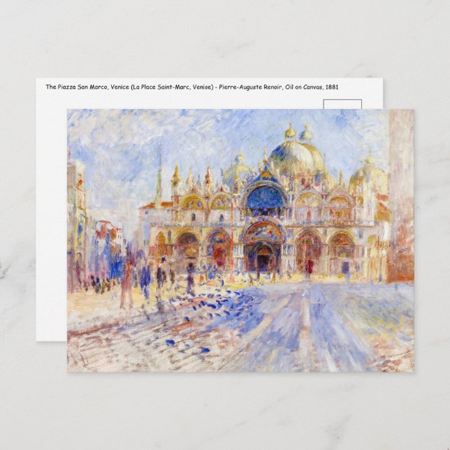 Carte Postale Pierre-Auguste Renoir - Venise, Piazza San Marco (Devant / Derrière)