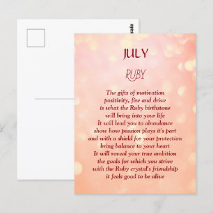 Carte Postale Pierre de naissance de juillet Ruby 