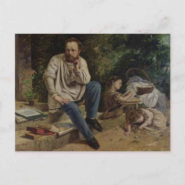 Carte Postale Pierre Joseph Proudhon et ses enfants (Devant)