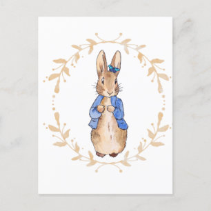 Carte Postale Pierre le lapin avec un papillon bleu