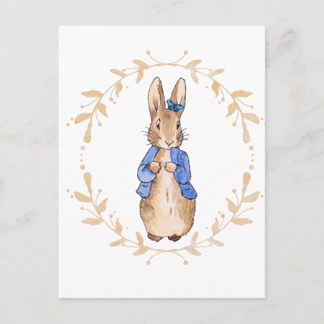 Carte Postale Pierre le lapin avec un papillon bleu (Devant)
