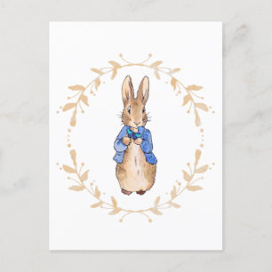 Carte Postale Pierre le lapin tenant un papillon bleu