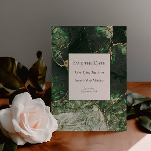 Carte Postale Pierre verte foncée d'olive sauvez la date