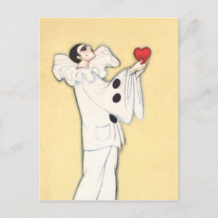 Carte Postale Pierrot au cœur rouge de Sophia Chiostri