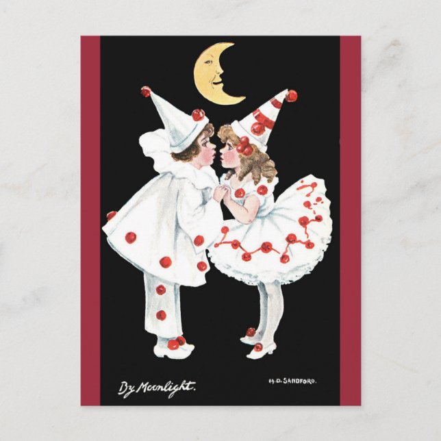 Carte Postale Pierrot Enfants Enfants Clown Couple (Devant)