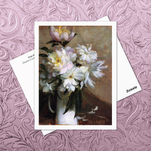 Carte Postale Pies roses dans Vase Charles Courtney Curran