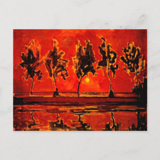 Carte Postale Piet Mondrian art, Arbres de la Géine à Lune
