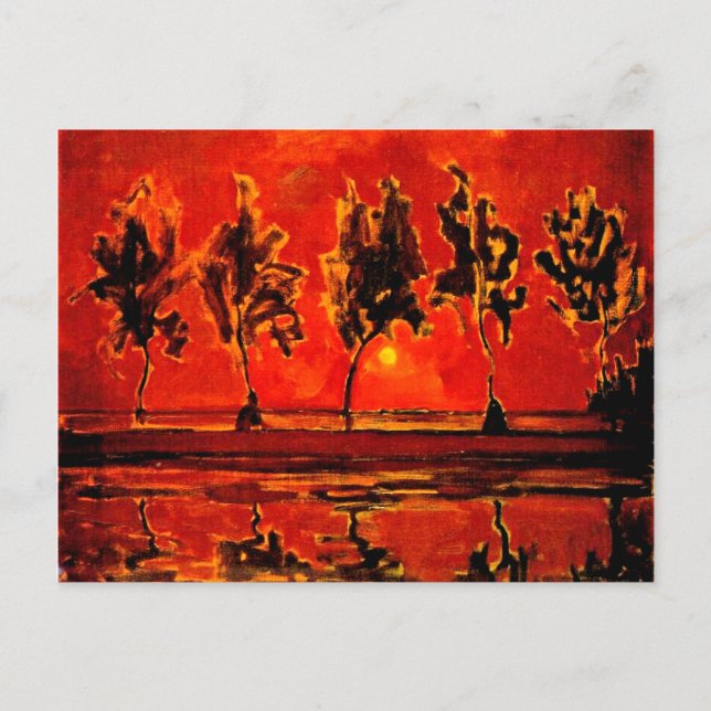 Carte Postale Piet Mondrian art, Arbres de la Géine à Lune (Devant)