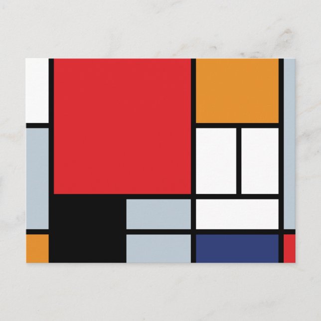 Carte Postale Piet Mondrian - Composition avec grand plan rouge (Devant)