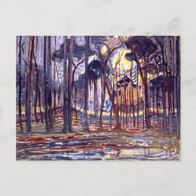 Carte Postale Piet Mondrian peinture, Forêt (Devant)