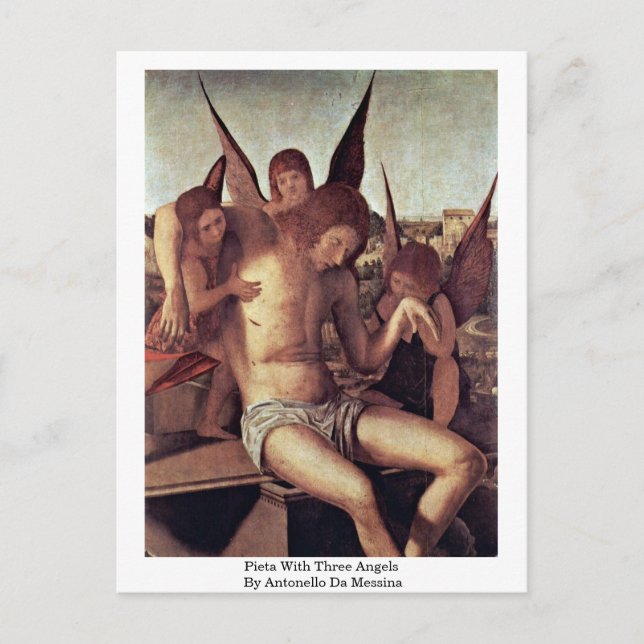 Carte Postale Pieta Avec Trois Anges Par Antonello Da Messina (Devant)