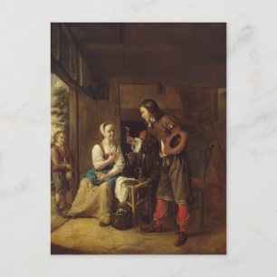 Carte Postale Pieter Hooch - Un homme offre du vin à une femme