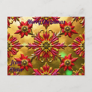Carte Postale PIETER ~ NOËL ~ motif de fleurs 3D ~