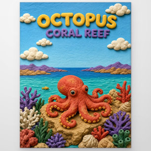 Carte Postale Pieuvre, Art en argile de récif corallien