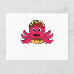 Carte Postale Pieuvre avec Gâteau