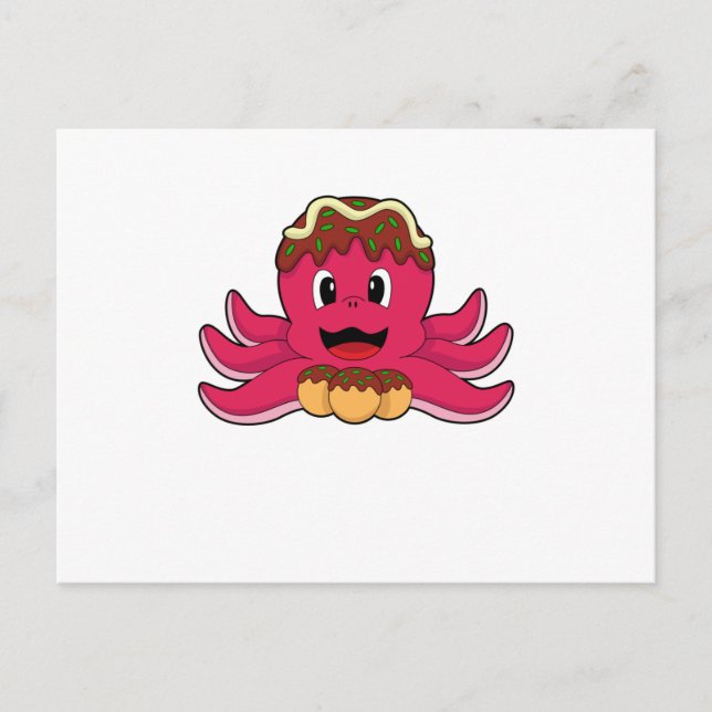 Carte Postale Pieuvre avec Gâteau (Devant)