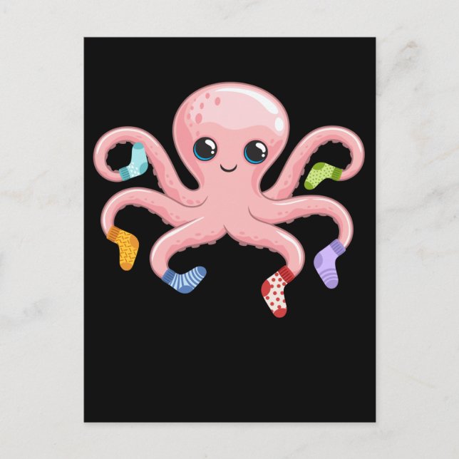 Carte Postale Pieuvre Mignonne Kraken Animal Marin Mignon (Devant)