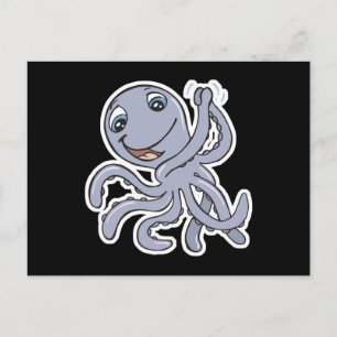 Carte Postale pieuvre mignonne qui applaudit