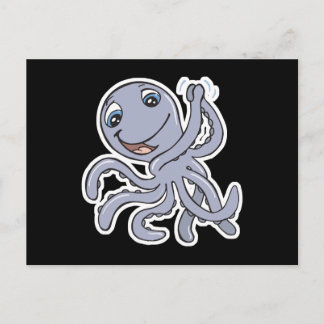 Carte Postale pieuvre mignonne qui applaudit