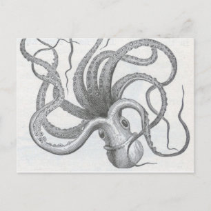 Carte Postale Pieuvre vapeur marine conception kraken vintage
