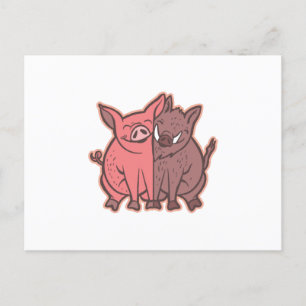 Carte Postale Pig and wild boar