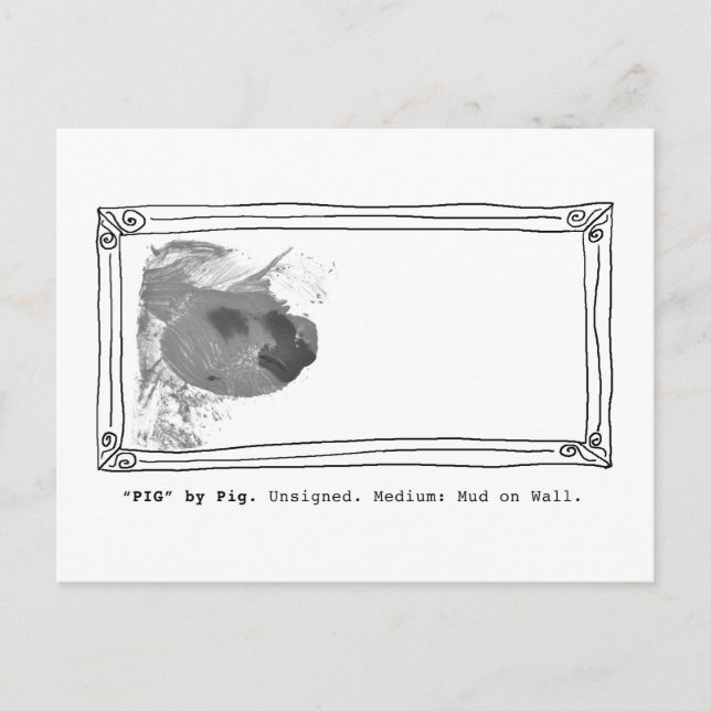Carte Postale "Pig" by Pig. Unsigned. Mud on Wall (Devant)