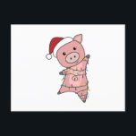 Carte Postale Pig Christmas Snow Winter Animals Pigs<br><div class="desc">The pig for Christmas with fairy lights. Funny animals with gifts and snow to the holidays. Also funny for Christmas in July. Sheep are sweet animals and perfect for Christmas.</div>