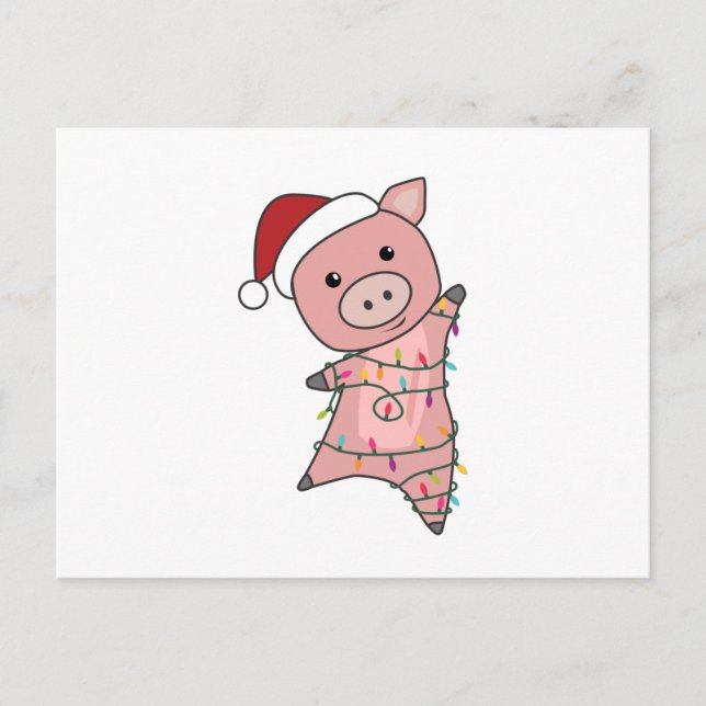 Carte Postale Pig Christmas Snow Winter Animals Pigs (Devant)