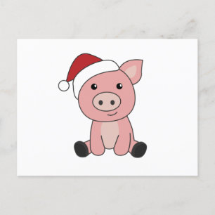 Carte Postale Pig Christmas Snow Winter Animals Pigs