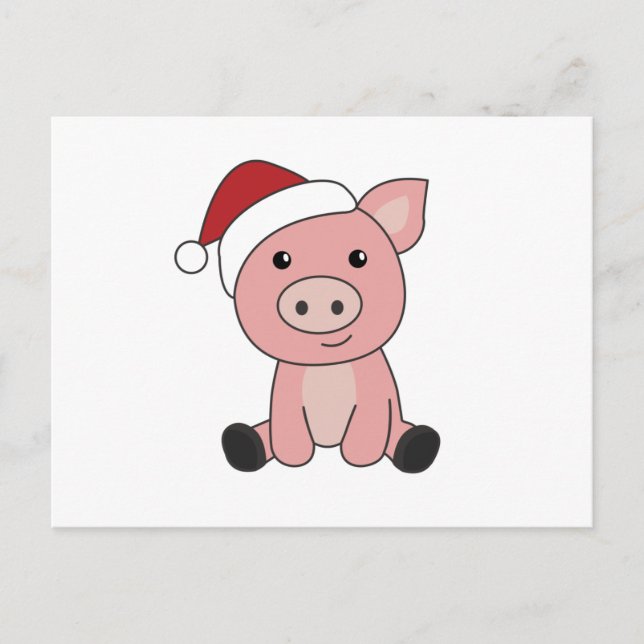 Carte Postale Pig Christmas Snow Winter Animals Pigs (Devant)