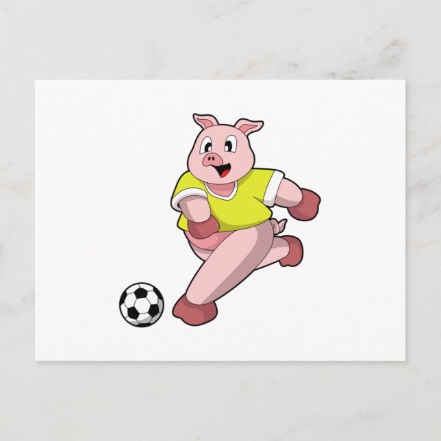 Carte Postale Pig comme joueur de football avec Soccer (Devant)