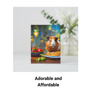 Carte postale Pig de Guinée mangeant Spaghetti