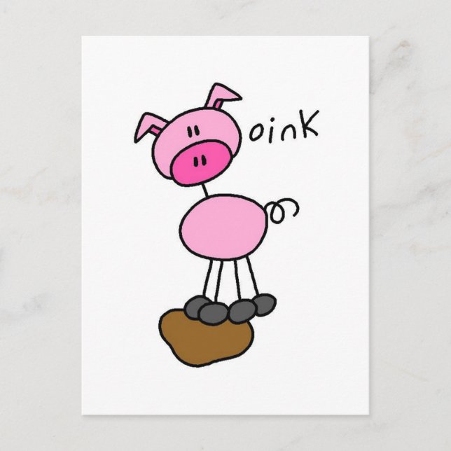 Carte Postale Pig dit T-shirts et cadeaux roses (Devant)