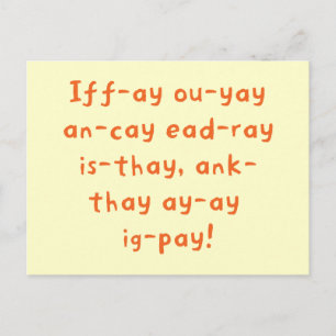 Carte Postale Pig Latin