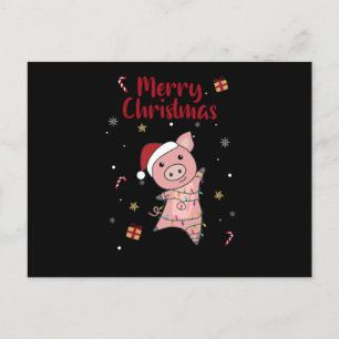 Carte Postale Pig Merry Christmas Animals Pigs