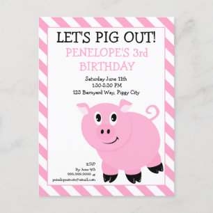 Carte Postale Pig out Birthday Party Postcard Invitation