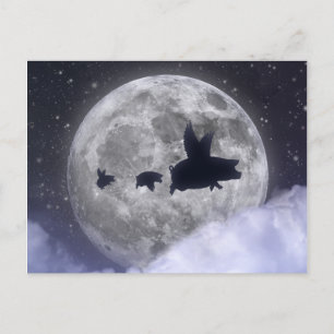 Carte postale Pig Volant Famille Piglets Volant