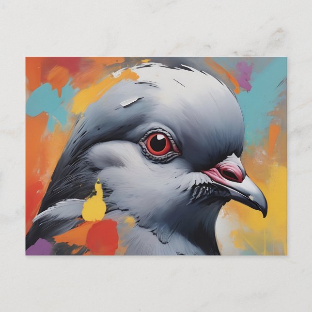 Carte Postale Pigeon dynamique expressionniste abstrait oiseau (Devant)