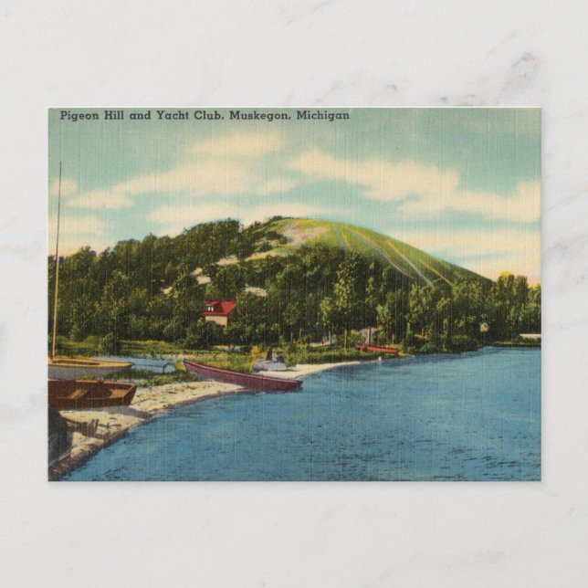 Carte Postale Pigeon Hill et Yacht Club, Muskegon, Michigan (Devant)