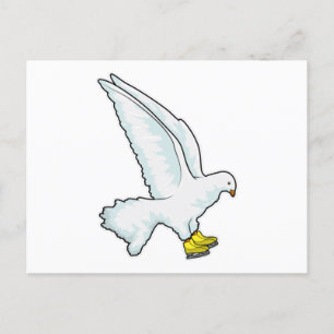 Carte Postale Pigeon Patinage sur glace Patins sur glace