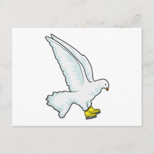Carte Postale Pigeon Patinage sur glace Patins sur glace