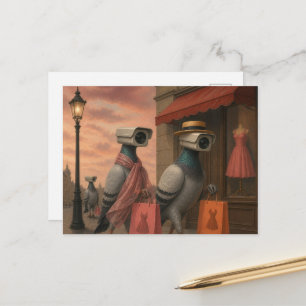 Carte Postale pigeons surréalistes qui sont devenus des espions