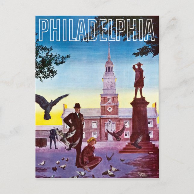 Carte Postale Pigeons vintages à Philadelphie Voyage (Devant)