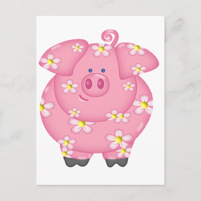 Carte Postale Piggie Fleurs (Devant)