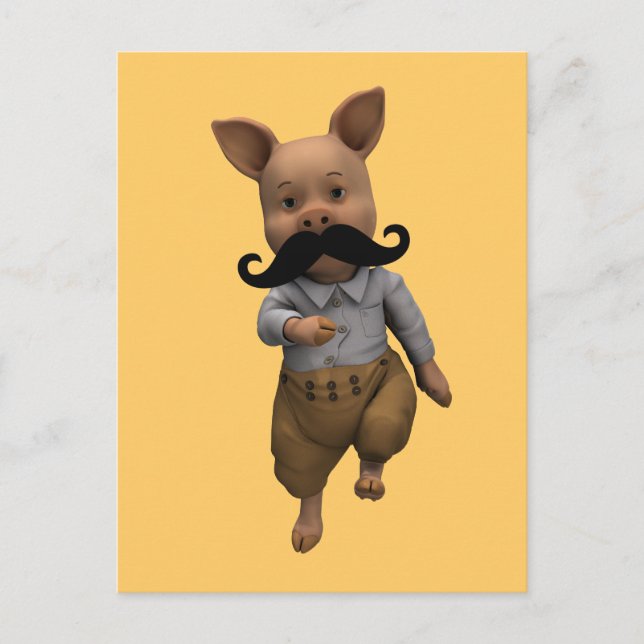 Carte Postale Piglet Avec Moustache (Devant)