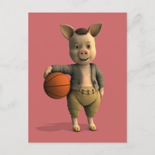 Carte Postale Piglet de basket