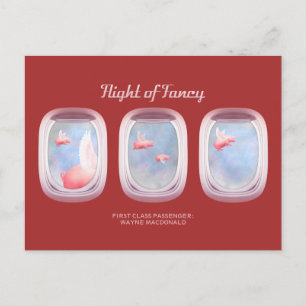 Carte Postale Pigs Flying Past Airplane Window-Personnalisé