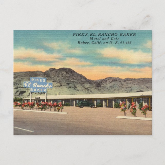 Carte Postale Pike's Baker Motel and Cafe, Baker, Californie (Devant)